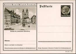 1940 Wittenberg, 6 Pf. Bildganzsache Hindenbg. "Besucht Die Lutherstadt..": Stadtkirche, Rathaus U. Luther-Denkmal, Unge - Sonstige & Ohne Zuordnung