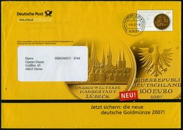 2007 92637 WEIDEN OPF., 145 C. Sonder-Dienstumschlag Deutsche Post "650 Jahre Goldene Bulle" (Versandstelle, Gold-Euro L - Autres & Non Classés