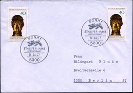 1977 (14.4.) B.R.D., 40 Pf. Stauferjahr, 2x = Barbarossa-Reliquiar + 2x ET-Sonderstempel 5300 BONN, Bedarfs-FDC (Mi.953  - Otros & Sin Clasificación