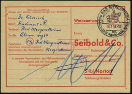 1958 (16.1.) (14 A) BAD MERGENTHEIM; Handwerbestempel Mit Betendem Kreuzritter Zu Pferd, Unfrankierte Nachgebühr-Karte ( - Sonstige & Ohne Zuordnung