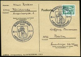 1983 (28.4.) 5502 BLEICHERODE, Sonderstempel Mit Ritter, Schild U. Bihänder, Inl.-Karte - Ritter & Ritterorden & Kreuzri - Other & Unclassified
