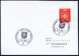 1969/2003 B.R.D., 30 Pf. Malteser Mit ET-Sonderstempel 5 KÖLN (Bf. Falte) Und Absender-Freistempel; 31028 GRONAU Johanni - Otros & Sin Clasificación