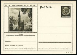 1940 Danzig, 6 Pf. Bildganzsache Hindenbg.: Rathaus Mit Uhrturm, Ungebr. (Mi.P 236/40-135-1-Bild 2) - Hanse & Hansestädt - Altri & Non Classificati