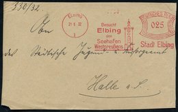 1932 (21.6.) ELBING 1, Kommunaler Absender-Freistempel Mit Uhrturm, Bedarfs-Vorderseite - Hanse & Hansestädte / Haseatic - Other & Unclassified