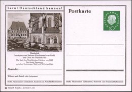 1960 Osnabrück, 10 Pf. Bild-Ganzsache Heuss III: Marktplatz Mit Rathaus Des Westfäl. Friedens U. Marienkirche (2 Variant - Autres & Non Classés
