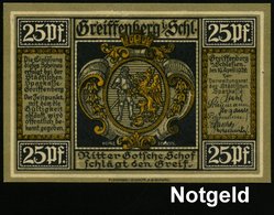 1920 Greiffenberg/ Schlesien, Inflation 25 Pf. Notgeldschein: Friedrich Der Große U. Ratsherren, Bankfrisch - Preussen / - Sonstige & Ohne Zuordnung