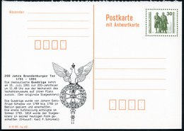 1991 DDR (VGO), 30 Pf. Amtl. Ganzsache Goethe/ Schiller Frageteil + Zudruck: 200 Jahre Brandenburger Tor (1791-1991) Qua - Sonstige & Ohne Zuordnung
