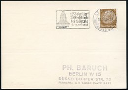 1938 (19.9.) LEIPZIG C 2, Maschinen-Werbestempel 125 Jahre Völkerschlacht 1813 (Völkerschlacht-Denkmal), Ungebr. (Bo.149 - Andere & Zonder Classificatie