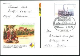 2004 (4.3.) 8000 MÜNCHEN, 45 C. Sonder-Ganzsache Ludwig II. (König Von Bayern 1845-1886) + Passender Sonderstempel Schlo - Autres & Non Classés