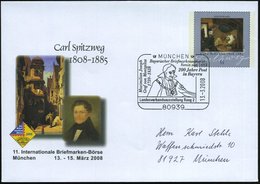 2008 (13.3.) 80939 MÜNCHEN, 55 C. Sonder-Ganzsachen-Umschlag "Carl Spitzweg" (1808-1885) + Passender Sonderstempel "200  - Autres & Non Classés