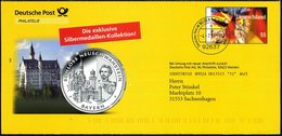 2011 (4.7.) 92637 WEIDEN, 55 C. Postdienst-Ganzsachen-Umschlag Schloß Neuschwanstein U. Ludwig II. (Silbermünze) + Buchd - Andere & Zonder Classificatie