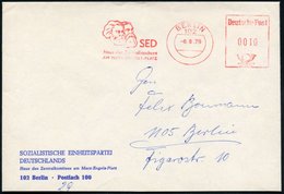 1979 (8.8.) 102 BERLIN, Absender-Freistempel SED = Köpfe Marx/ Engels, Ortsbrief - Karl Marx & Arbeiterbewegung / Worker - Otros & Sin Clasificación