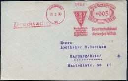 1930 (26.2.) HAMBURG 36, Absender-Freistempel GDA Gewerkschaftsbund Der Angestellten (Liktorenbündel), Bedarfs-Vordersei - Altri & Non Classificati