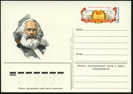 1983 UdSSR. 4 Kop. Sonder-Ganzsache: "165. Geburtstag Karl Marx", Ungebr. (Mi.PSo.115) - Karl Marx & Arbeiterbewegung /  - Andere & Zonder Classificatie