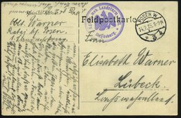 1915 (14.2.) POSEN W 3, 1K-Brücke + Briefstempel  Mob. Landsturm Batl. Magdeburg, Feldpostkarte - I. Weltkrieg (1914-18) - Other & Unclassified