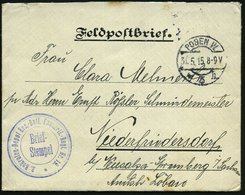 1915 (31.5.) POSEN W 3, 1K-Brücke + Briefstempel Fussartl.-Regt. Nr.19, Feldpostbrief + Inhalt - I. Weltkrieg (1914-18)  - Other & Unclassified