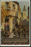 1914 (ca.) DEUTSCHES REICH, Color-Propaganga-Künstler-Ak.: Ausrücken Der Soldaten Von Paul Hey (Soldatenlieder), Ungebr. - Altri & Non Classificati