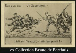 1914 DEUTSCHES REICH, S/ W.-Propaganga-Künstler-Ak.: "Eins, Zwei, Drei - Im Sauseschritt.. (nach Wilhelm Busch) " Franzo - Otros & Sin Clasificación