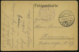 1915 (7.6.) DEUTSCHES REICH, Feldpost-1K-Brücke: Division Wernitz + Briefstempel Inf. Regt. 61, Feldpostkarte (n. Hannov - Altri & Non Classificati