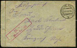 1918 (24.8.) DEUTSCHES REICH, 2K-Feldpoststempel : DEUTSCHE FELDPOST = Tarnstempel + Roter Briefstempel: Mun.-Kol. 121 ( - Other & Unclassified