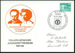 1988 (16.5.) 6900 JENA 1, PP 10 Pf. PdR.: 70. Jahrestag Der Gründung Der KPD = Karl Liebknecht U. Rosa Luxemburg (1919 E - Altri & Non Classificati