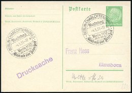 1937 (4.5.) BERLIN-CHARLOTTENBURG 5, Sonderstempel "Gebt Mir Vier Jahre Zeit" = Hitlers Pläne Zur Festigung Des Faschism - Autres & Non Classés