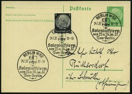 1937 (24.1.) BERLIN W 62, Sonderstempel Kolonialfeiern Im Zoo (NS-Kolonial-Flagge), Inl.-Karte (Bo.213) - III. Reich 193 - Other & Unclassified