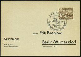 1938 (20.4.) HAMBURG 1, Sonderstempel Kolonial-Schau DSG (= Afrikakarte Mit Ehem. Deutschen Kolonien), Inl.-Karte (Bo.79 - Autres & Non Classés