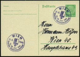 1940 (21.6.) WIEN, Viol. Sonderstempel Deutsche Kolonialausstellung (NS-Kolonialflagge), Inl.-Karte (53) - III. Reich 19 - Altri & Non Classificati