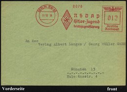 1938 (11.10.) BERLIN NW 40, Absender-Freistempel NSDAP Hitler-Jugend.. (HJ-Logo), Bedarfs-Vorderseite - III. Reich 1933- - Autres & Non Classés