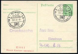 1937 (23.5.) WEIMAR, Sonderstempel "2. Reichsführerlager HJ" (Zelte), Inl.-Karte (Eckbug) Klar Gest.! (Bo.43) - III. Rei - Sonstige & Ohne Zuordnung