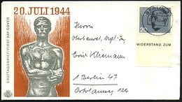 1964 (20.7.) BRD /  BERLIN, 20 Pf. Wilh. Leuschner  (Gewerkschaftler), Randstück + Stempel 1 Berlin 12, Berlin-FDC Des B - Sonstige & Ohne Zuordnung