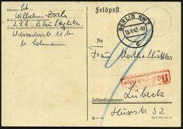 1942 (15.1.) BERLIN NW 7, 2K-Steg Auf Nachgebühr-Feldpostkarte, Da Briefstempel Fehlt (n. Lübeck) - Der 2. Weltkrieg 193 - Andere & Zonder Classificatie