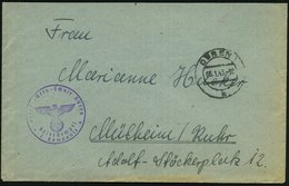 1943 (26.1.) DÜREN, 2K-Steg + Briefstempel Heeres-Uffz.-Schule Düren, Feldpostbrief (n. Mülheim/Ruhr) - Der 2. Weltkrieg - Altri & Non Classificati