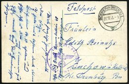 1943 (22.10.) SCHWERIN (MECKL), 2K-Steg + Briefstempel I. Art. Ers. Abt. 12 + Hs. "Stammbatterie 48", Color-Feldpost-Ak  - Other & Unclassified
