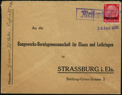 1941 (26.2.) LOTHRINGEN, Viol., Provis. Landpoststempel: Meisenthal (L)othringen + Datumsstempel, Fernbrief (Mi.7 (Zahnf - Other & Unclassified