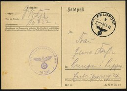 1942 (3.9.) DEUTSCHES REICH, Feldpost-Normstempel + Briefstempel Fp.-Nr.: 10 727 = Kfz.-Transport-Kolonne Koch, Feldpost - Other & Unclassified