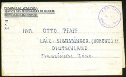 1946 (15.5.) GROSSBRITANNIEN /  KONTROLLRAT, Viol. 1K: P.O.W. CAMP No.111.. (= Deer Park Camp, Monymusk) Kriegsgefangene - Sonstige & Ohne Zuordnung