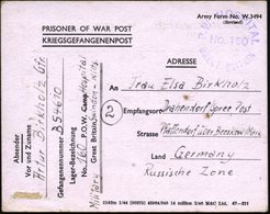 1946 (22.8.) GROSSBRITANNIEN /  KONTROLLRAT, Viol. 1K: P.W. HOSPITAL No.160.. (= Swindon Wilts. Hospital) Kriegsgefangen - Andere & Zonder Classificatie