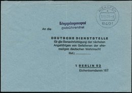 1973 (17.11.) 8401 RIEKOFEN, 1K-Stempel Auf Portofreiem Kommunalem WASt-Brief (n. Berlin) - Flüchtlinge & Suchdienste /  - Other & Unclassified