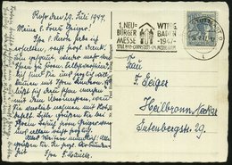 1947 (30.7.) (14 A) STUTTGART 9, Maschinen-Werbestempel "1. NEU=BÜRGER MESSE" = Flüchtlings-Messe, Bedarfskarte (Bo.98 A - Autres & Non Classés