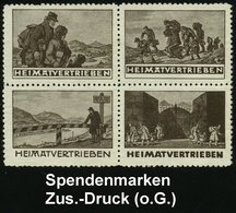 1946 (ca.) KONTROLLRAT, 4 Spendenmarken "Heimatvertriebene" (4 Motive) Als Zusammendruck (ohne G.) - Flüchtlinge & Suchd - Otros & Sin Clasificación