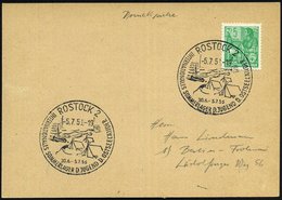 1956 (5.7.) ROSTOCK 2, Sonderstempel Internat. Sommerlager (FDJ-Zeltlager Etc.) Inl.-Karte (Bo.15) - SBZ & DDR / Russian - Otros & Sin Clasificación