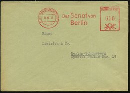 1951 (13.12.) (1) BERLIN-WILMERSDORF 1, Absender-Freistempel: Der Senat.., Rs. Abs.-Stempel: Beschaffungsamt, Ortsbrief  - Other & Unclassified