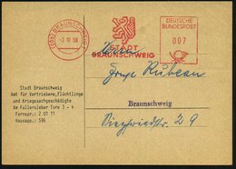 1958 (3.10.) (20 B) BRAUNSCHWEIG 1, Kommunaler Absender-Freistempel Auf Dienstkarte Amt Für Vertriebene, Flüchtlinge U.  - Otros & Sin Clasificación