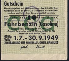 1949 Hamburg, Gutschein "CCG" Der Britischen Militärbehörde Für Fahrbenzin (Gasoline) (6,2 X 5 Cm) - Geschichte Der Bund - Other & Unclassified