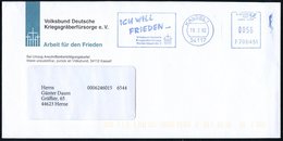 2002 34117 KASSEL 1, Blauer Absender-Freistempel: Volksbund Deutsche Kriegsgräberfürsorge (Kreuze), Motivgleicher Fernbr - Autres & Non Classés