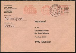 1980 (3.5.) 4190 KLEVE 1, 1K-Tagesstempel Auf Vorausfrankierten, Portofreiem Rosa Wahlbrief (für Briefwahl) N. Münster - - Other & Unclassified