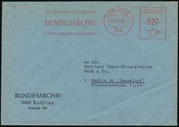 1965 54 KOBLENZ 1, Absender-Freistempel: BUNDESARCHIV (gegr. 1952) = Archiv Für Staatl. Dokumente, Militär-Archiv Inkl.  - Andere & Zonder Classificatie