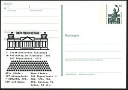 1990 (4.10.) BERLIN, 60 Pf. Amtl. Ganzsache Bavaria + Zudruck: Gesamtdeutsches Parlament Am 4. Okt. 1990, 663 Abgeordnet - Other & Unclassified